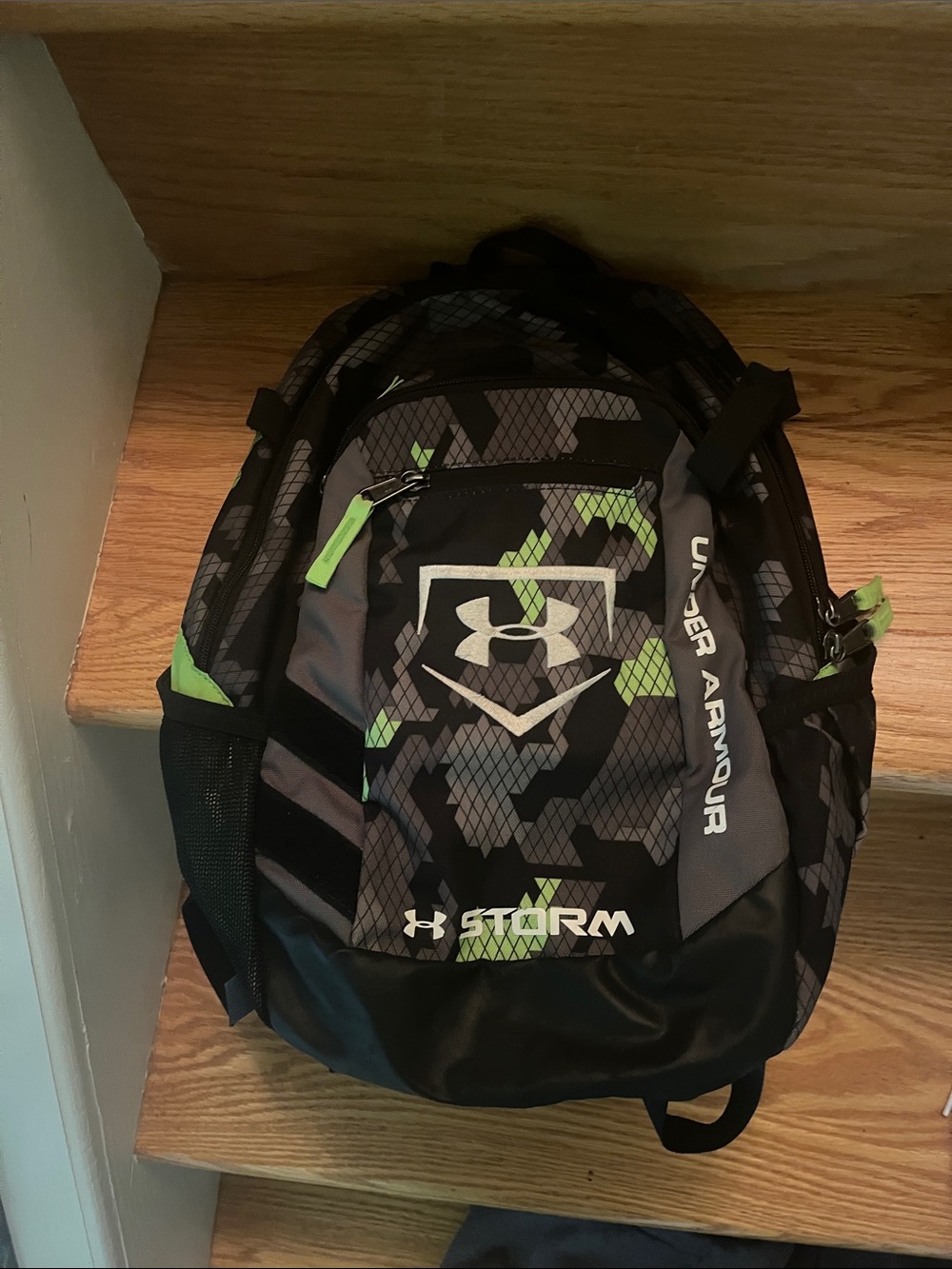Under Armour Black & Green Camo Storm Backpack